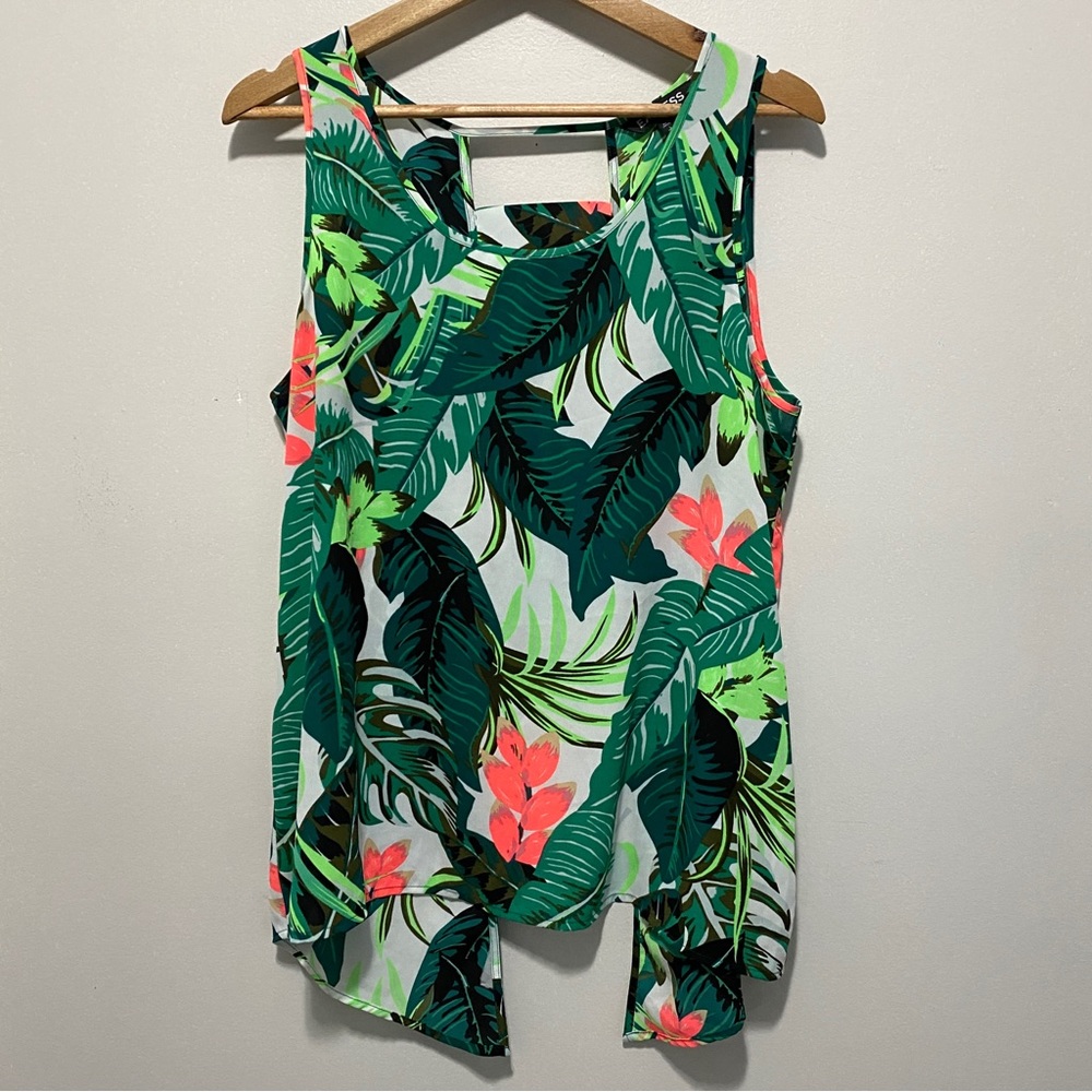 Express Tropical Dressy Tank, Size Large